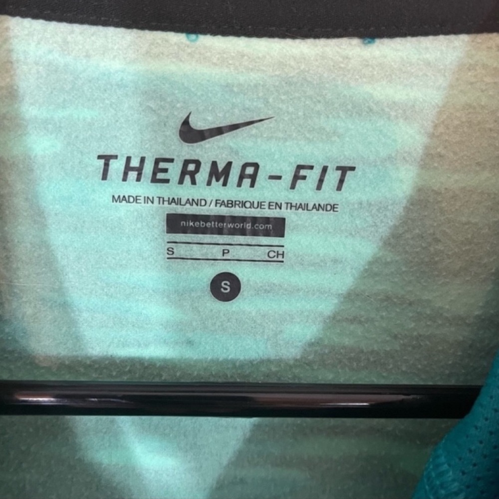 Nike Therma-FIT Haze Drawstring Hoodie Jacket S Teal Thumb Holes - Picture 6 of 8